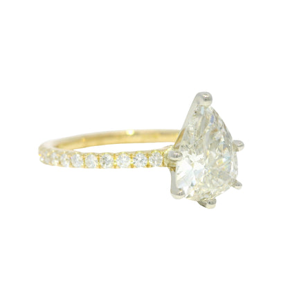 18k Yellow Gold Natural 1.39 Carat Pear Shaped Diamond Engagement Ring