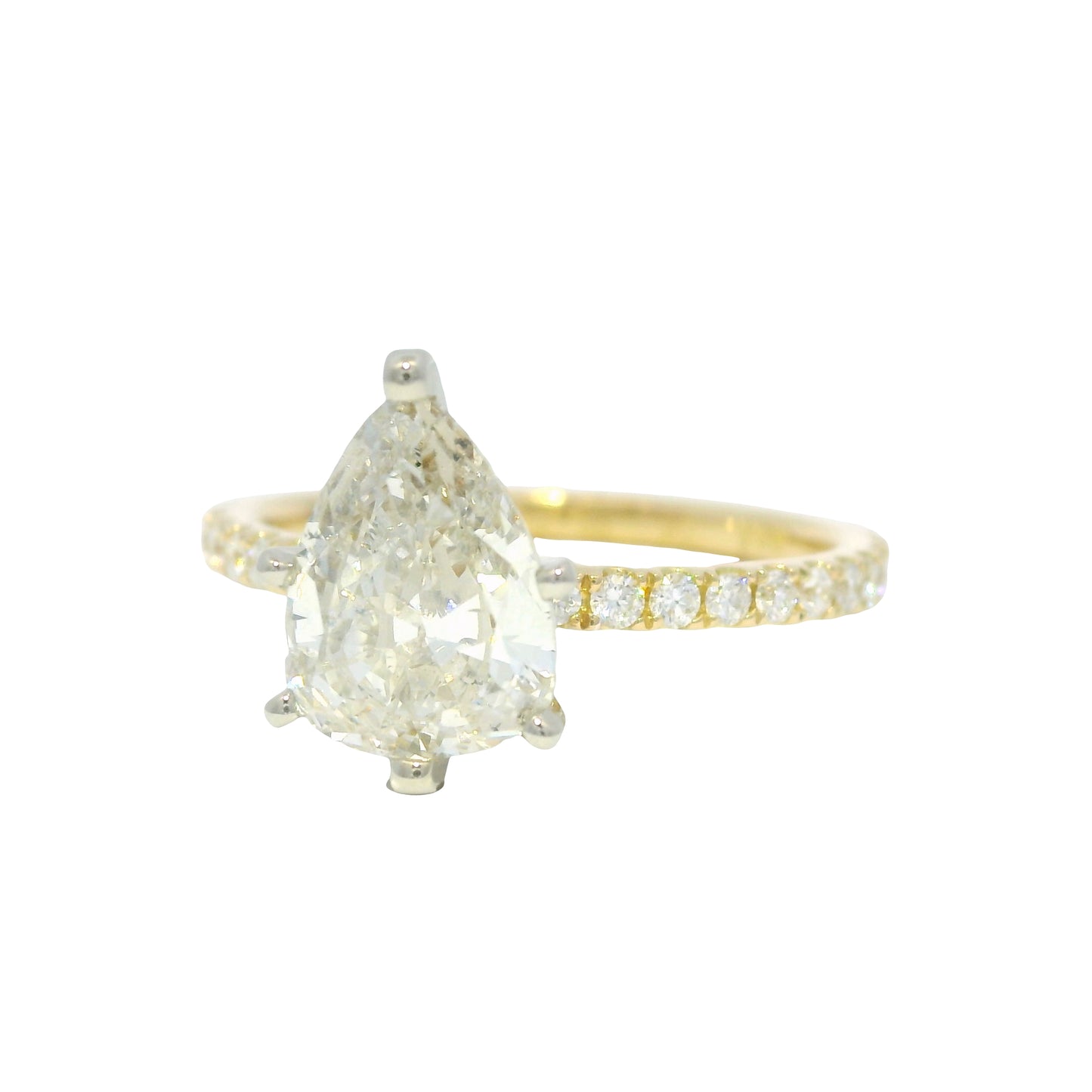 18k Yellow Gold Natural 1.39 Carat Pear Shaped Diamond Engagement Ring