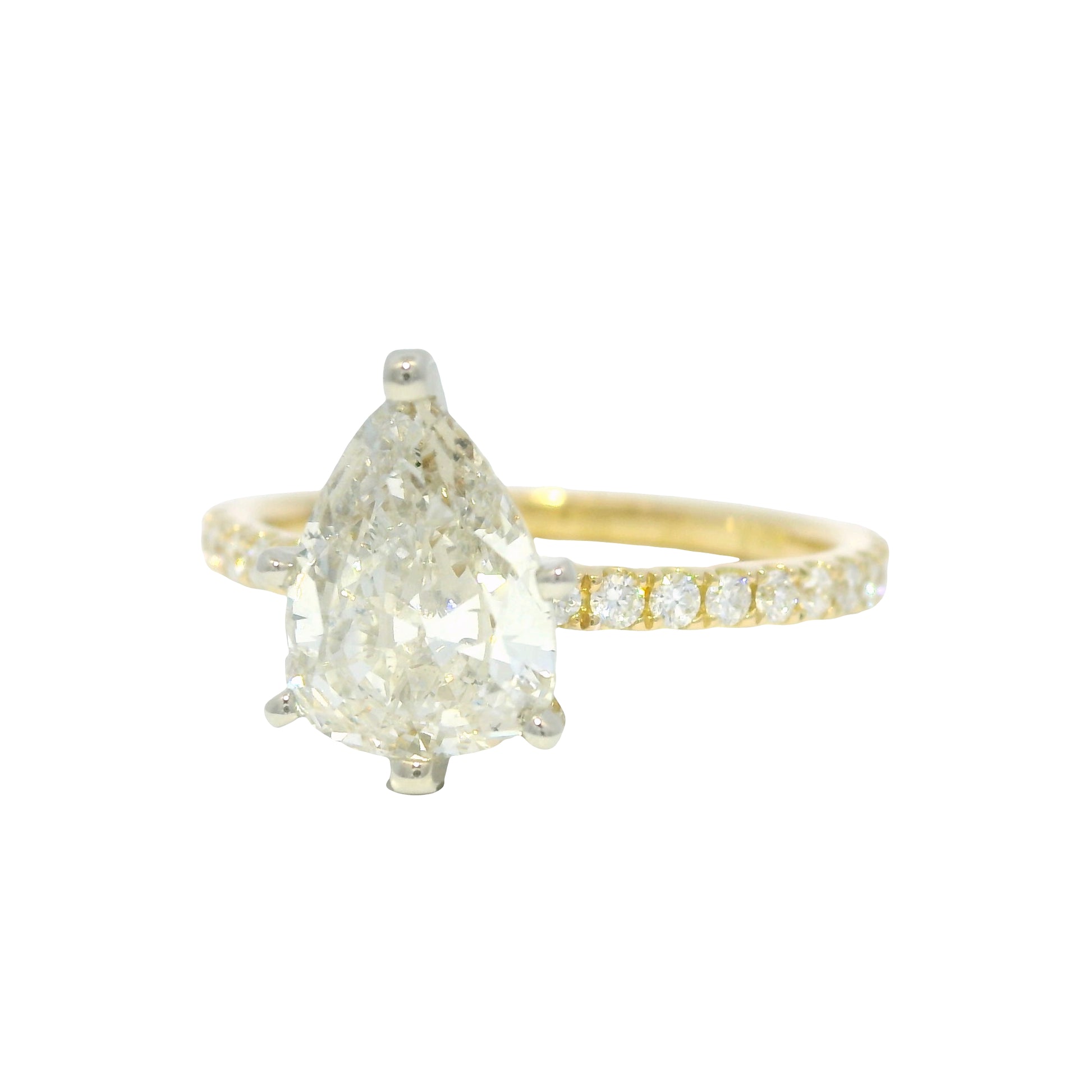 18k Yellow Gold Natural 1.39 Carat Pear Shaped Diamond Engagement Ring