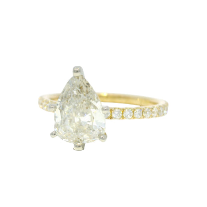 18k Yellow Gold Natural 1.39 Carat Pear Shaped Diamond Engagement Ring