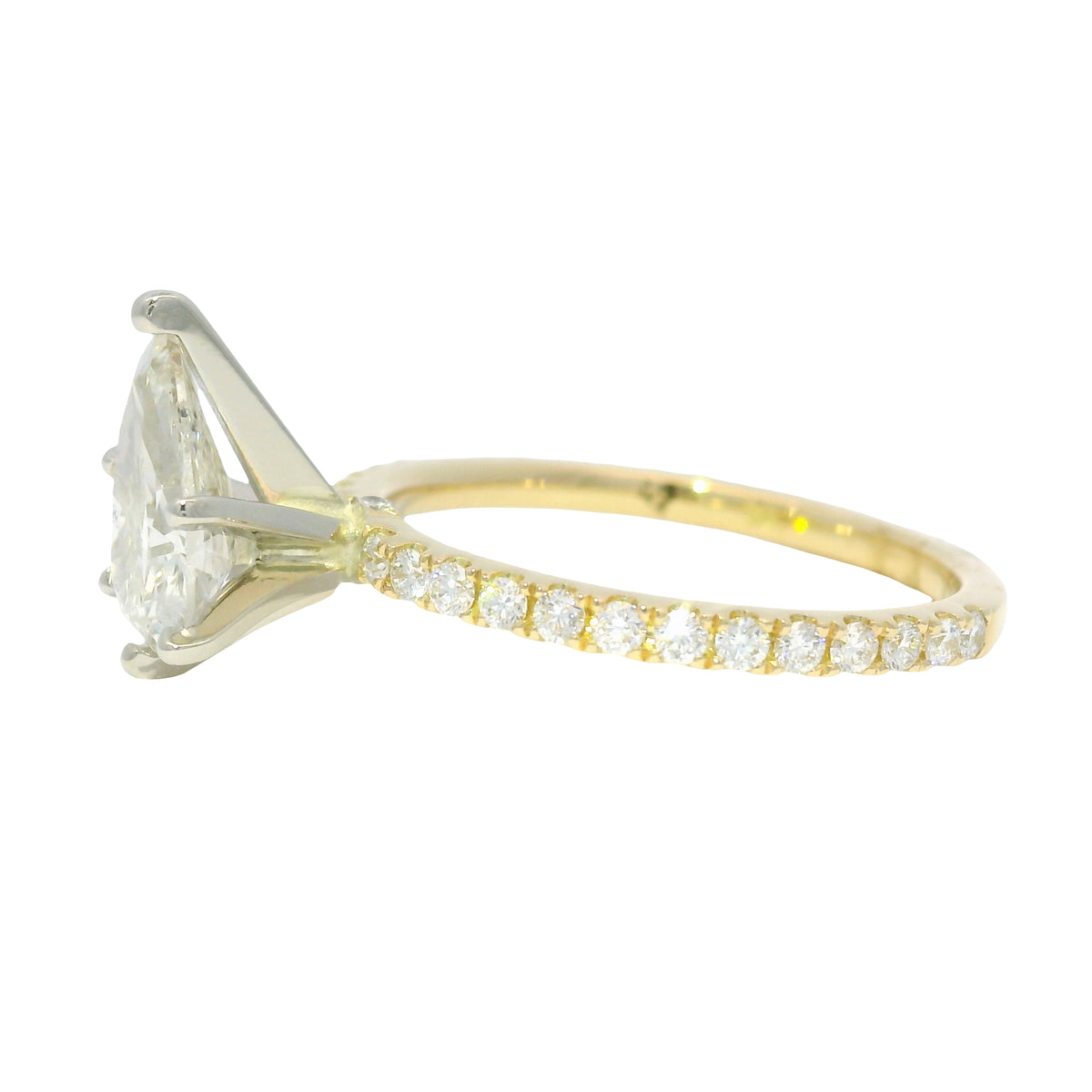 18k Yellow Gold Natural 1.39 Carat Pear Shaped Diamond Engagement Ring