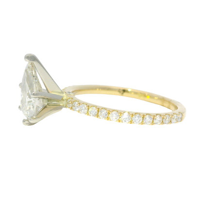 18k Yellow Gold Natural 1.39 Carat Pear Shaped Diamond Engagement Ring