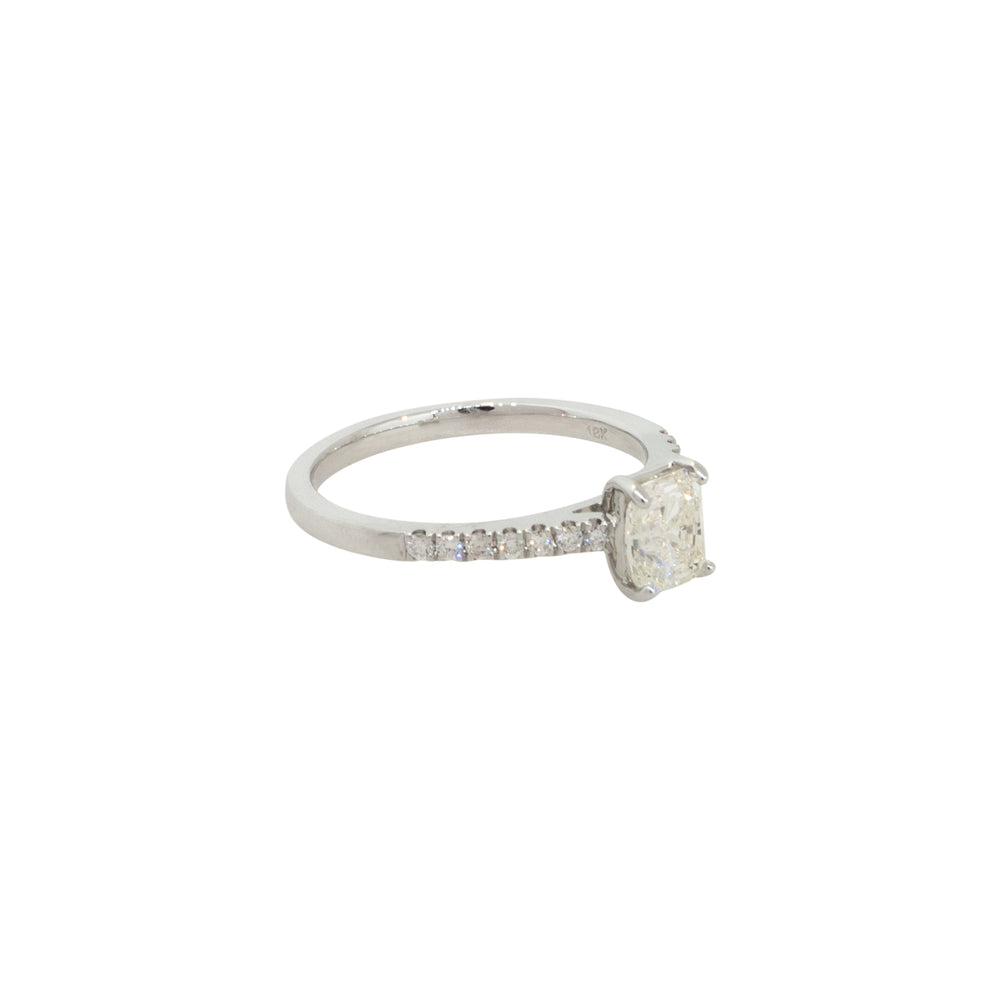 GIA Certified 18k White Gold 1.17ctw Radiant Cut Diamond Engagement Ring