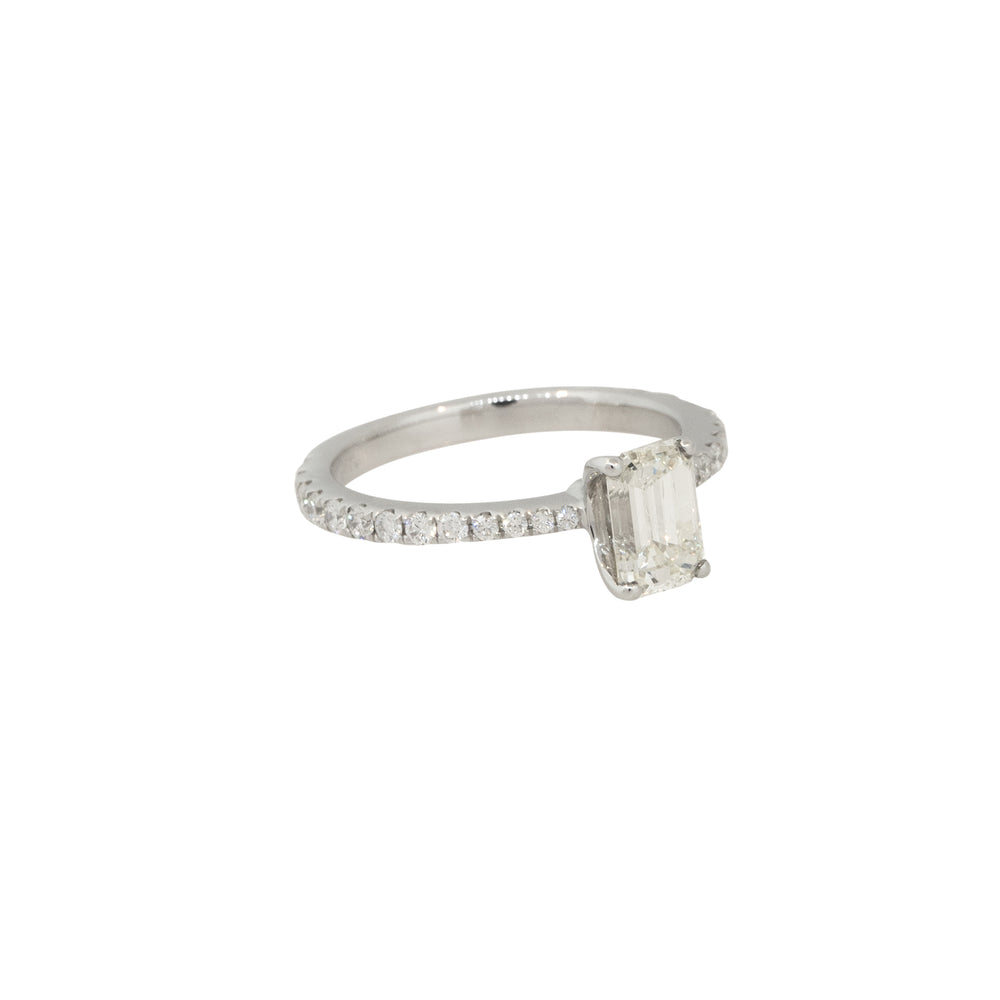 GIA Certified 18k White Gold 1.21ctw Emerald Cut Diamond Engagement Ring
