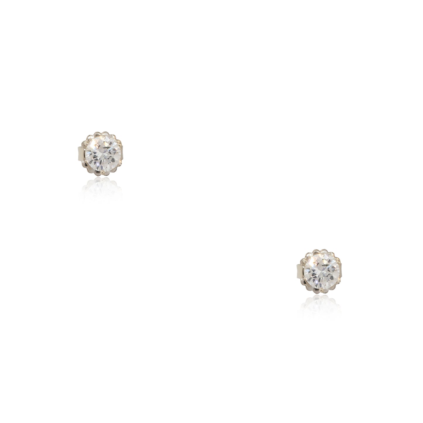 GIA Certified 14k White Gold 3.00ctw Round Diamond Stud Earrings