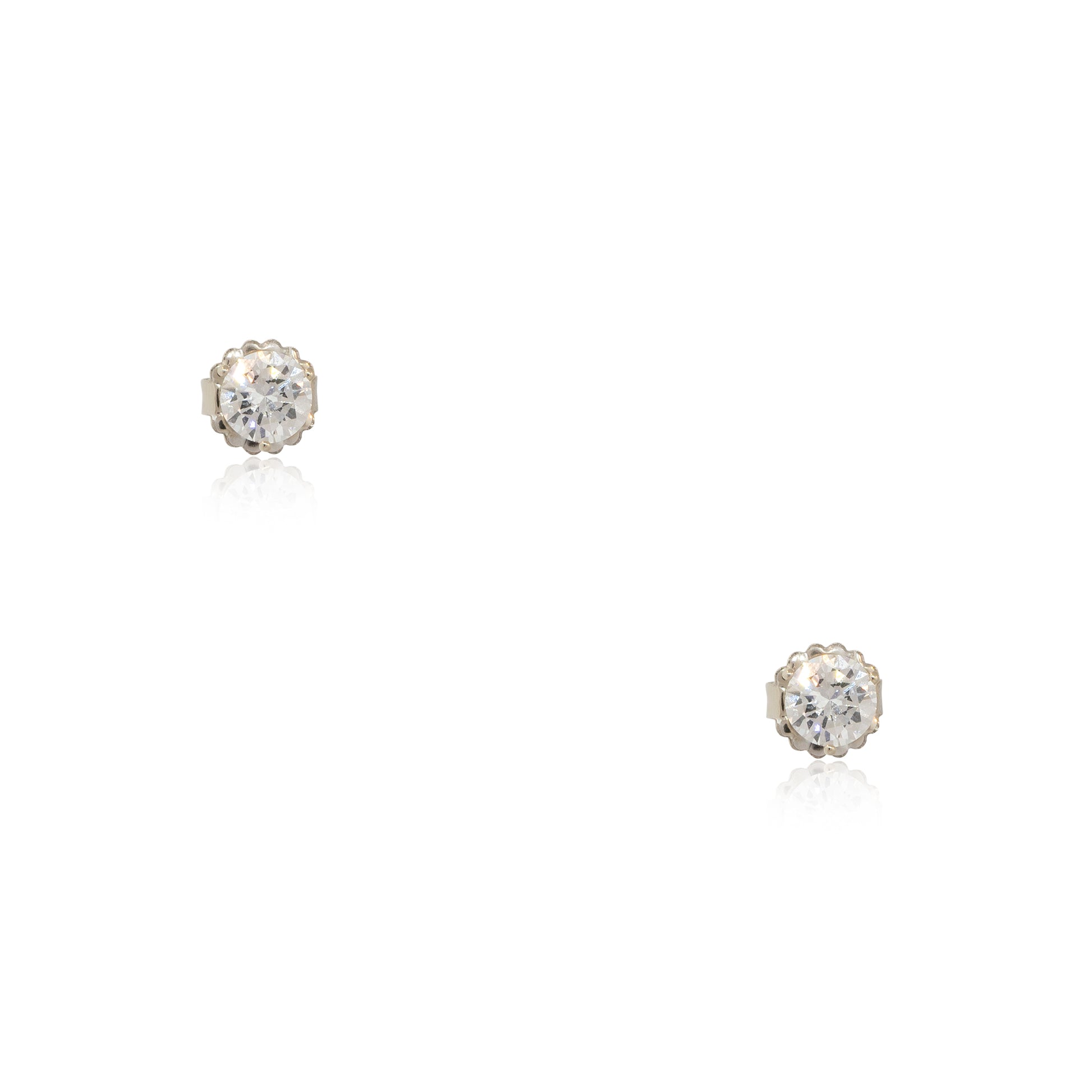 GIA Certified 14k White Gold 3.00ctw Round Diamond Stud Earrings
