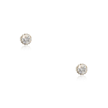 GIA Certified 14k White Gold 3.00ctw Round Diamond Stud Earrings