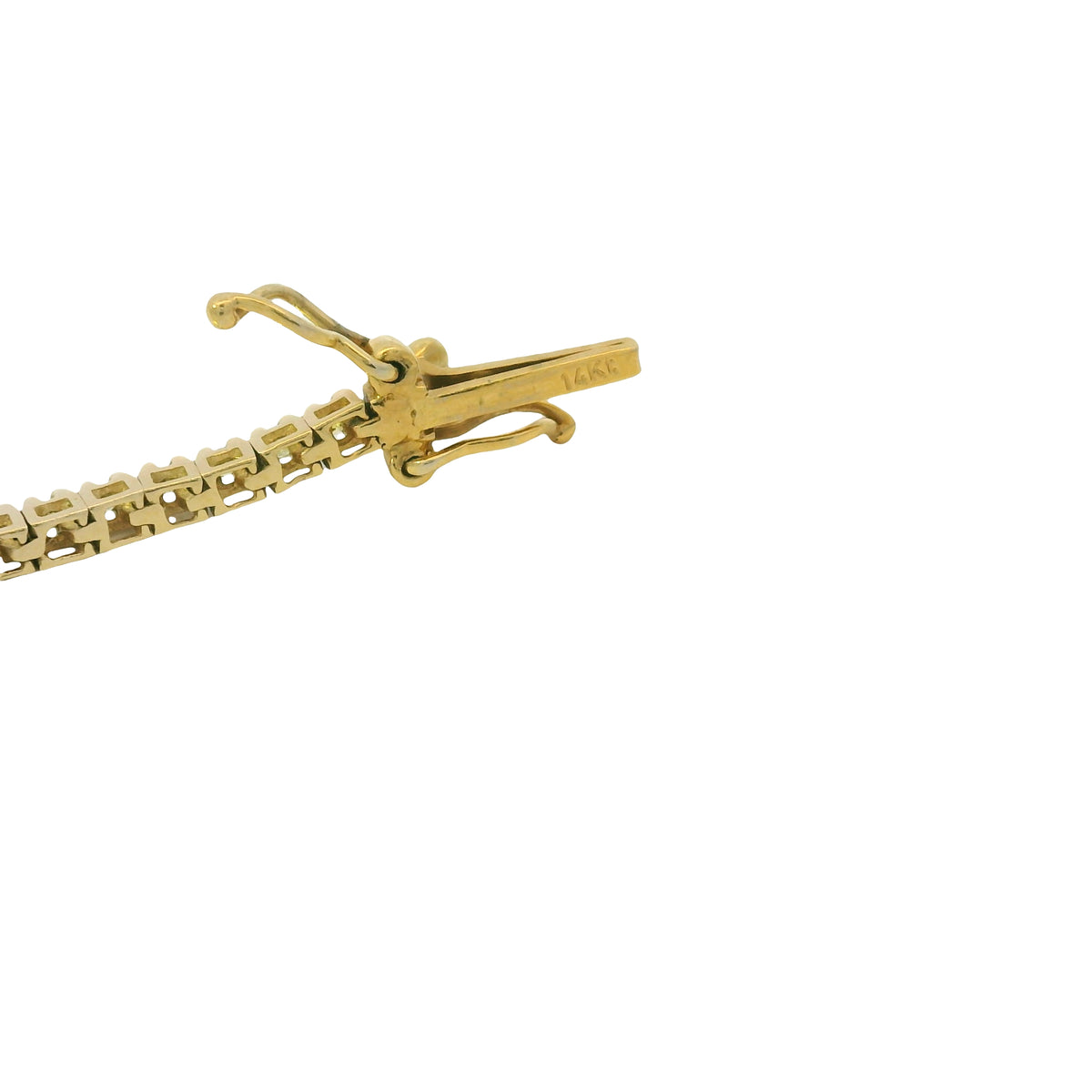 14K Yellow Gold Color Treated Greenish/Yellowish Round Diamond Tennis Bracelet