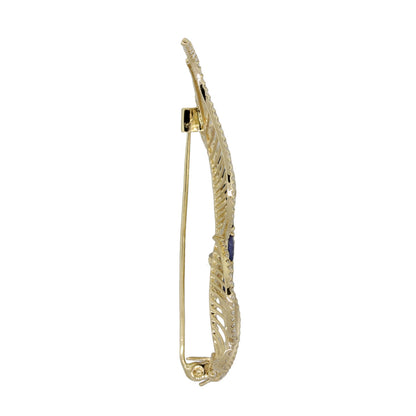 14k Yellow Gold 3.10ctw Diamond and 0.84ctw Sapphire Butterfly Pin