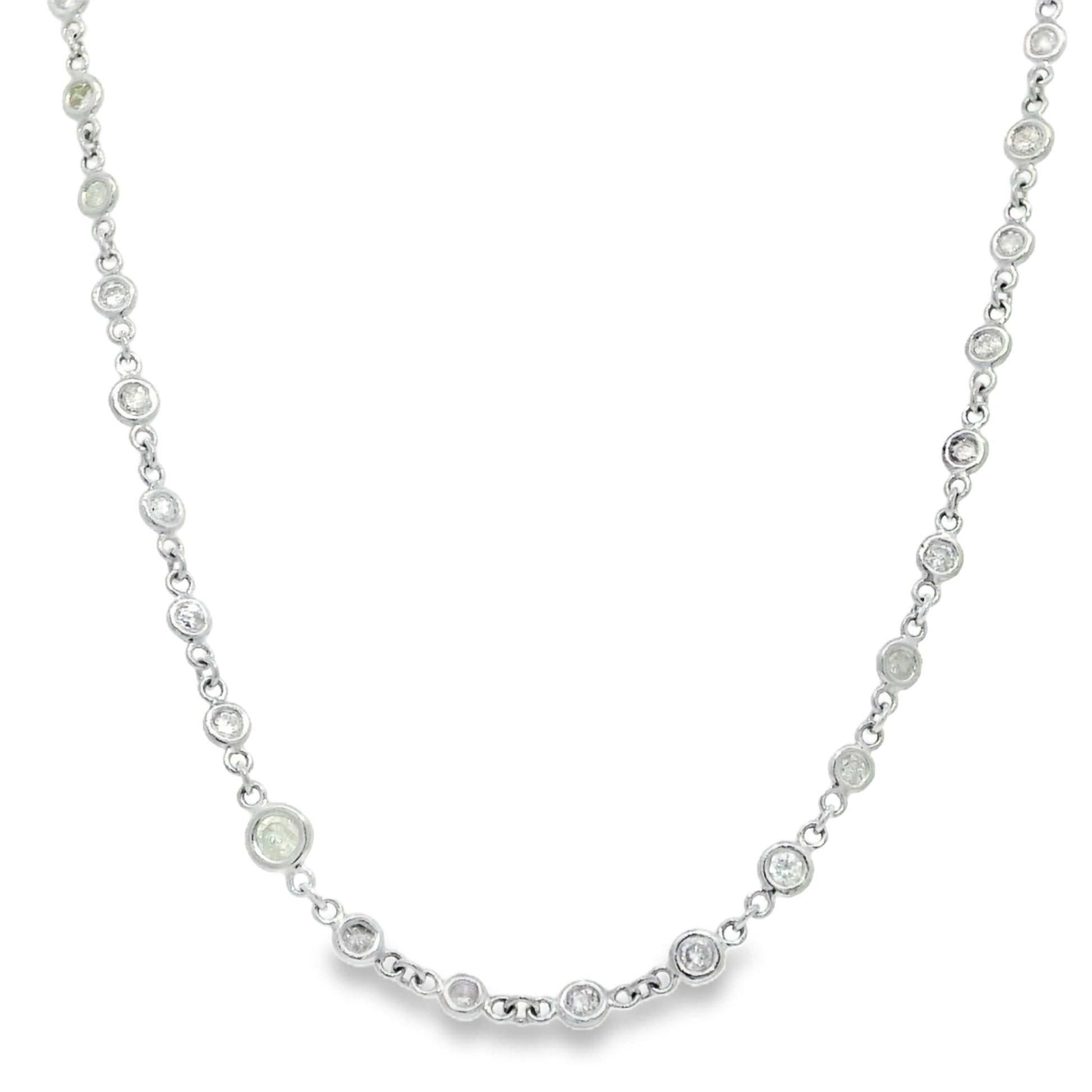 Platinum Natural Round Brilliant Cut Diamonds By The Yard Necklace