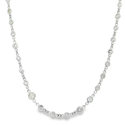 Platinum Natural Round Brilliant Cut Diamonds By The Yard Necklace
