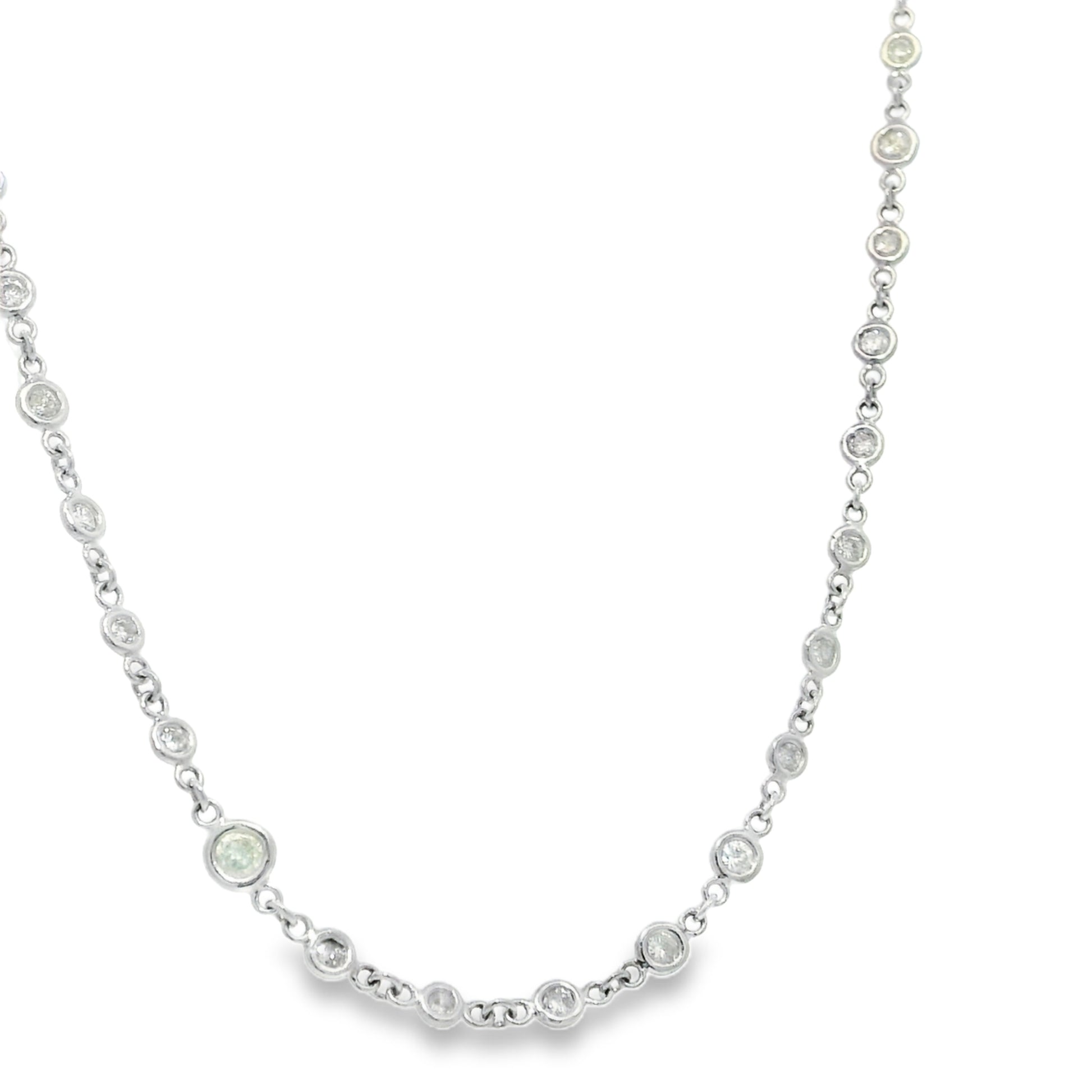 Platinum Natural Round Brilliant Cut Diamonds By The Yard Necklace