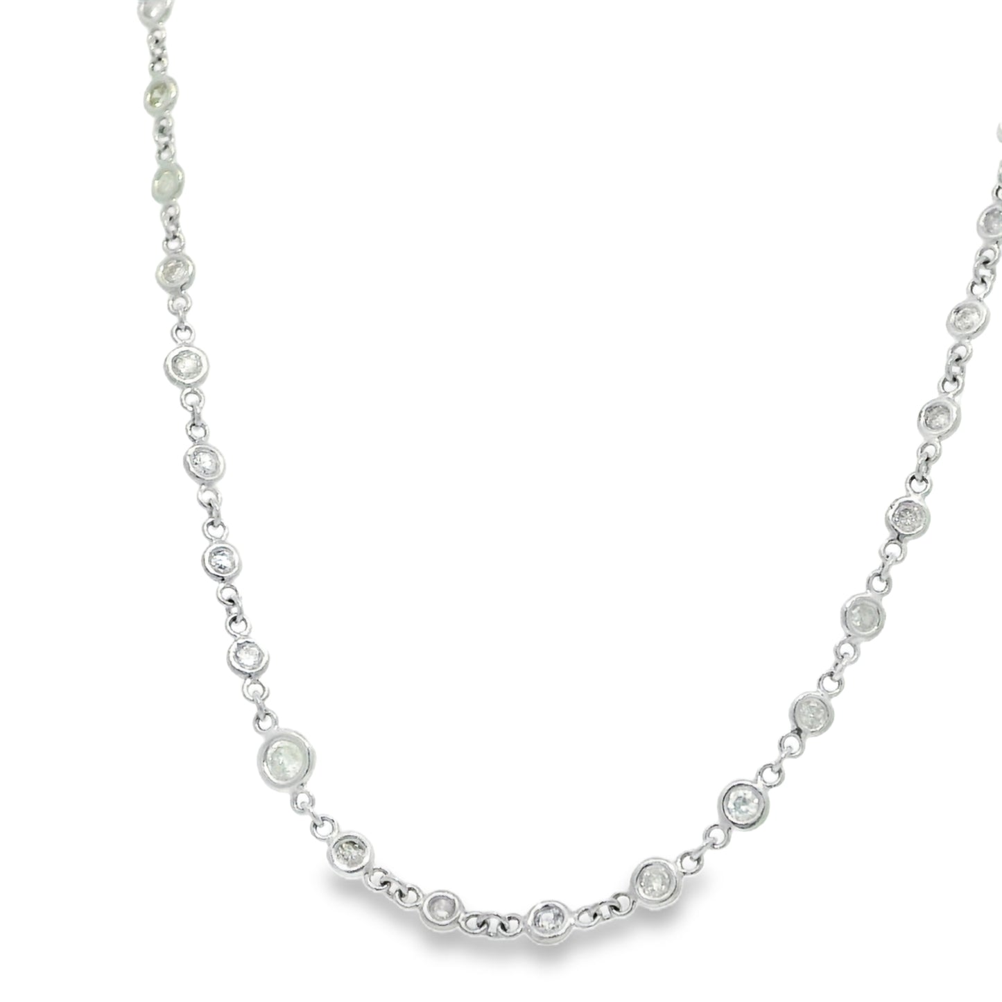 Platinum Natural Round Brilliant Cut Diamonds By The Yard Necklace