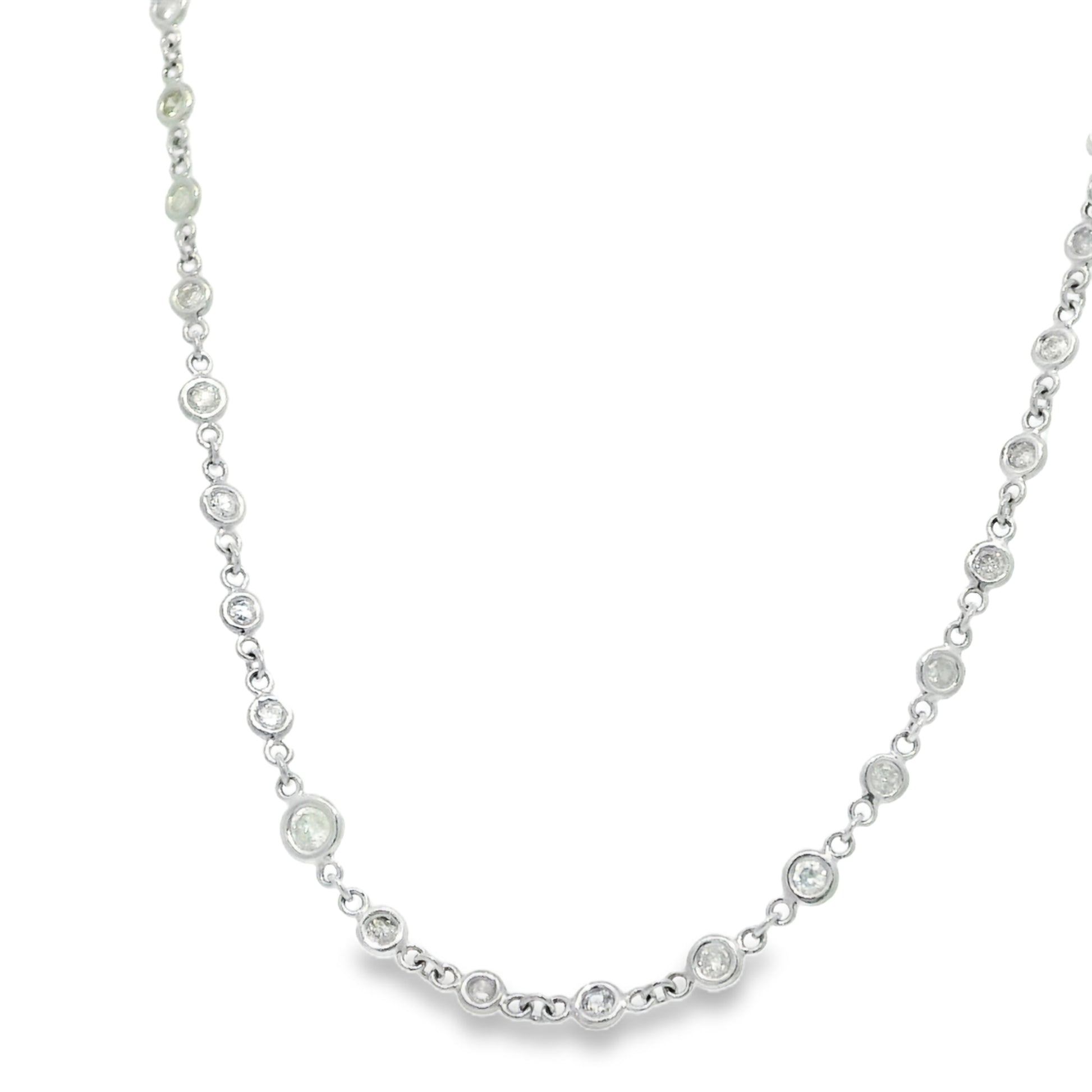 Platinum Natural Round Brilliant Cut Diamonds By The Yard Necklace