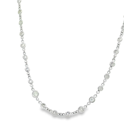 Platinum Natural Round Brilliant Cut Diamonds By The Yard Necklace