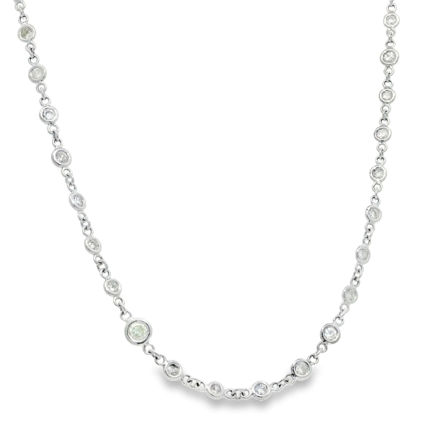 Platinum Natural Round Brilliant Cut Diamonds By The Yard Necklace