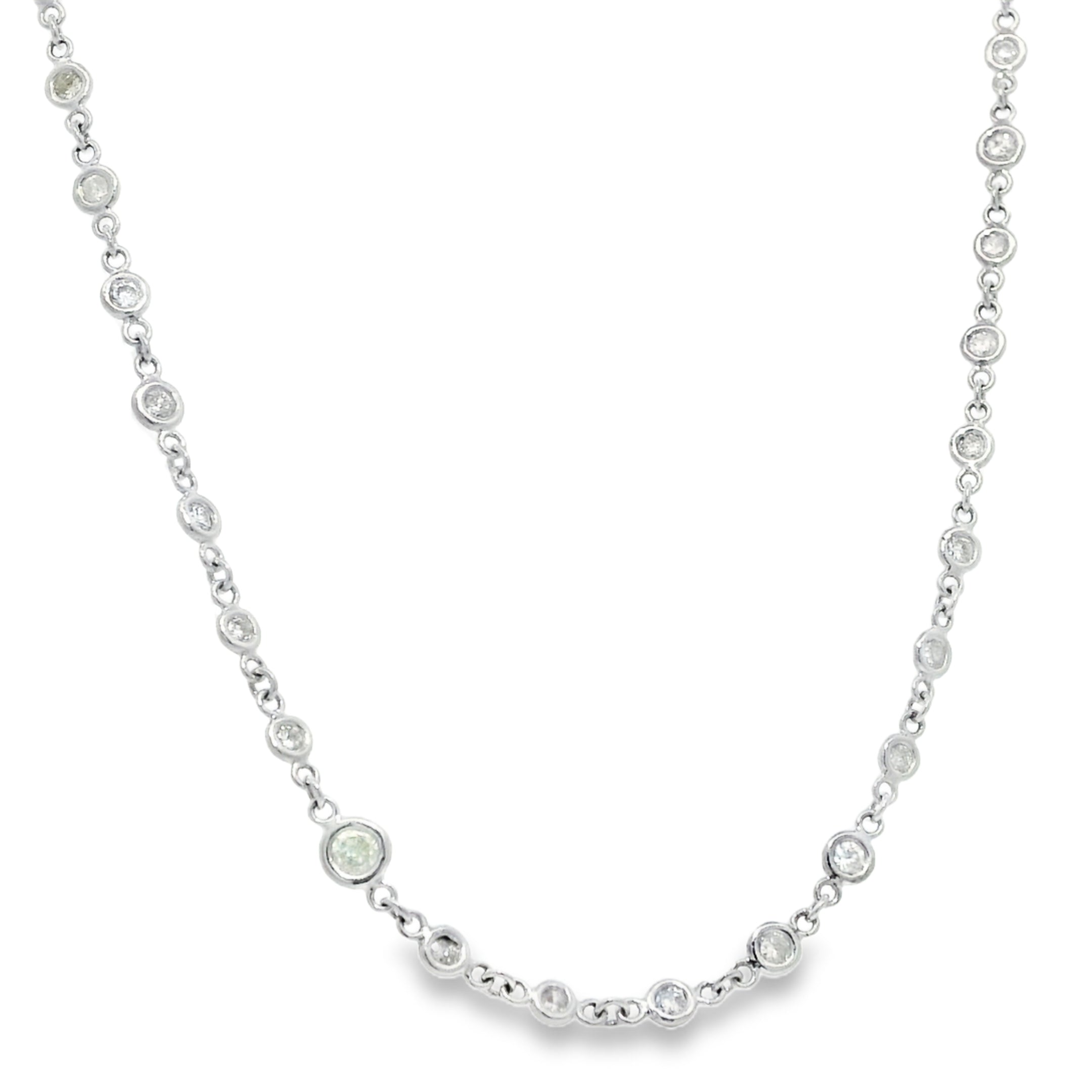 Platinum Natural Round Brilliant Cut Diamonds By The Yard Necklace