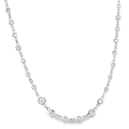Platinum Natural Round Brilliant Cut Diamonds By The Yard Necklace