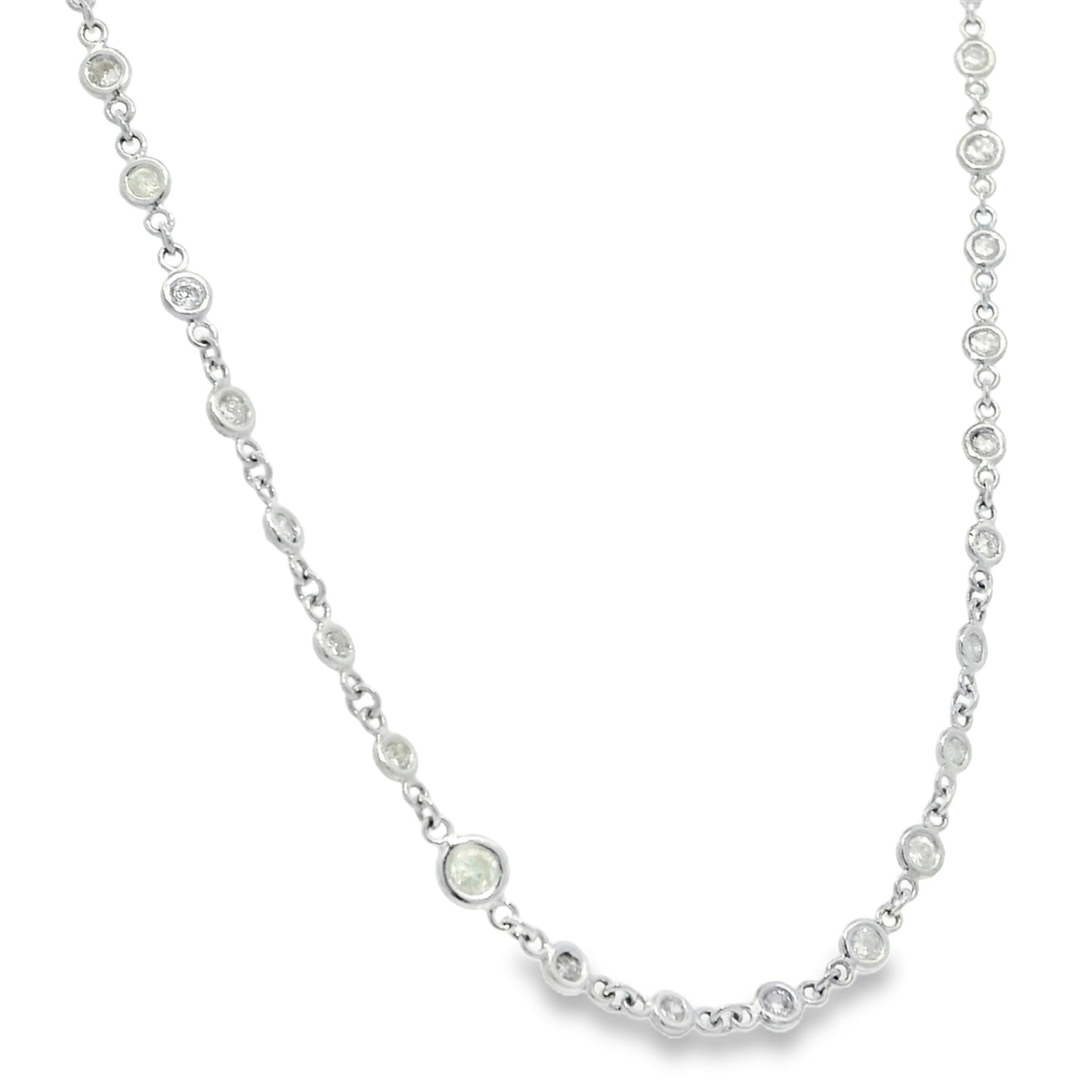 Platinum Natural Round Brilliant Cut Diamonds By The Yard Necklace