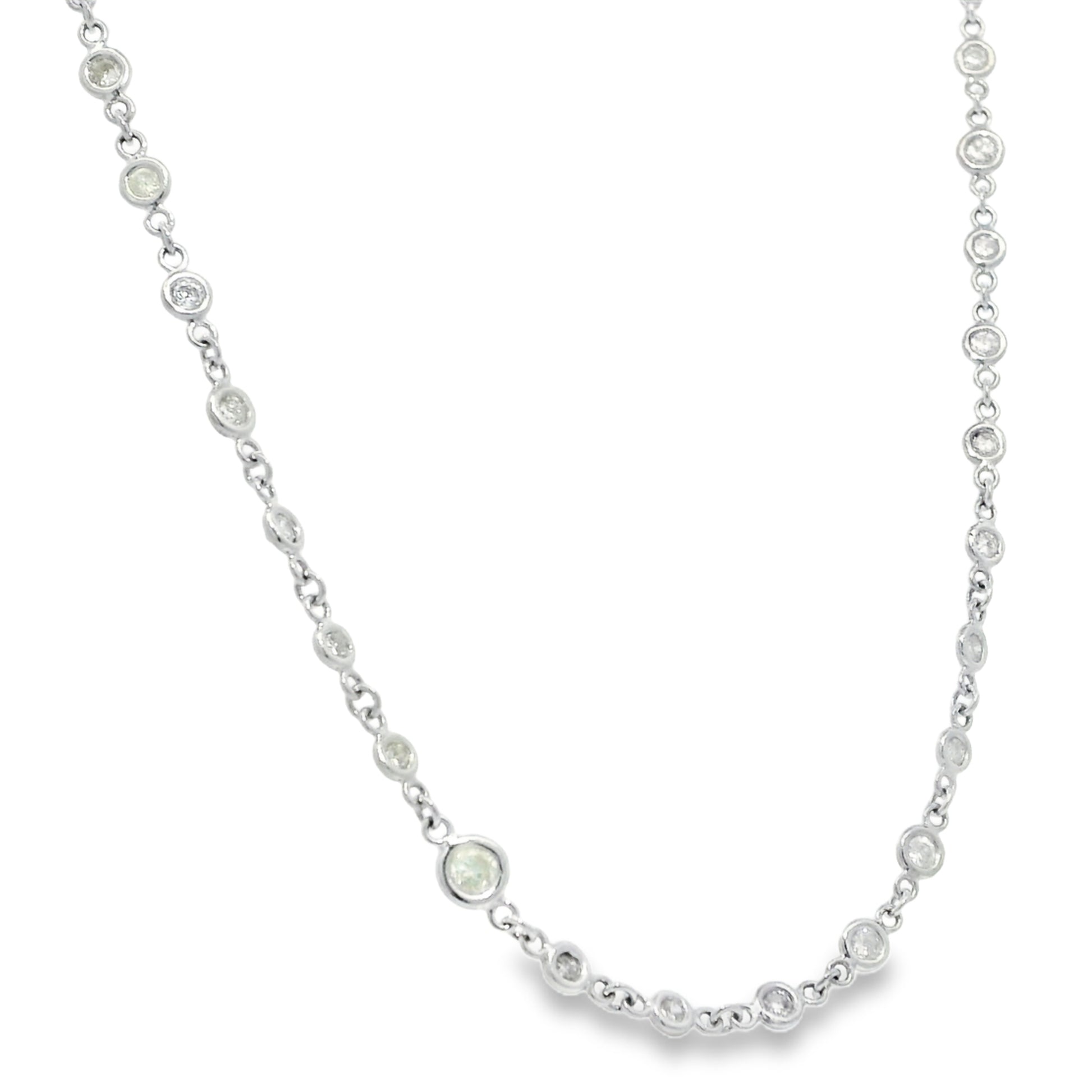 Platinum Natural Round Brilliant Cut Diamonds By The Yard Necklace
