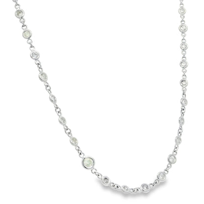 Platinum Natural Round Brilliant Cut Diamonds By The Yard Necklace