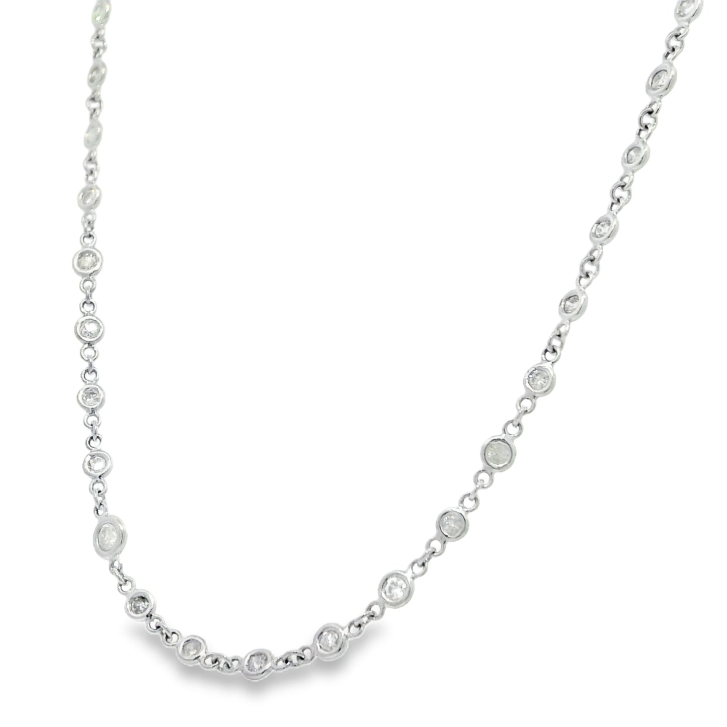Platinum Natural Round Brilliant Cut Diamonds By The Yard Necklace