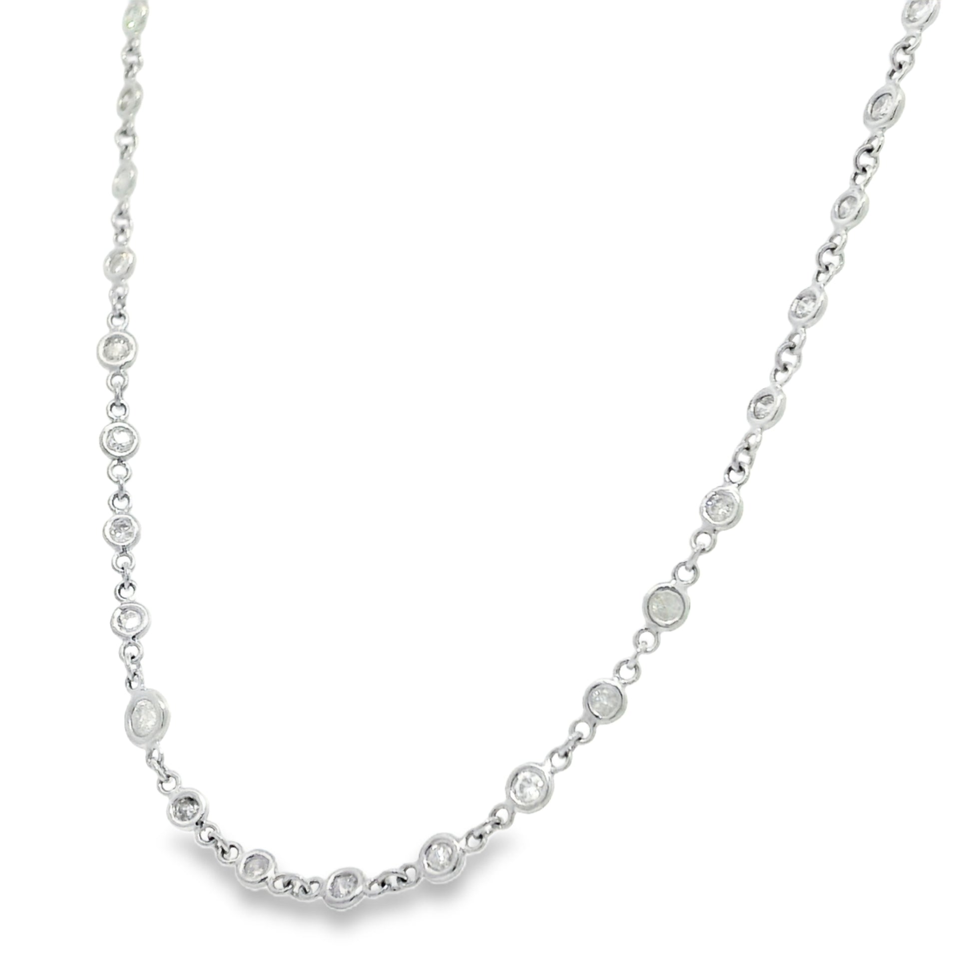 Platinum Natural Round Brilliant Cut Diamonds By The Yard Necklace