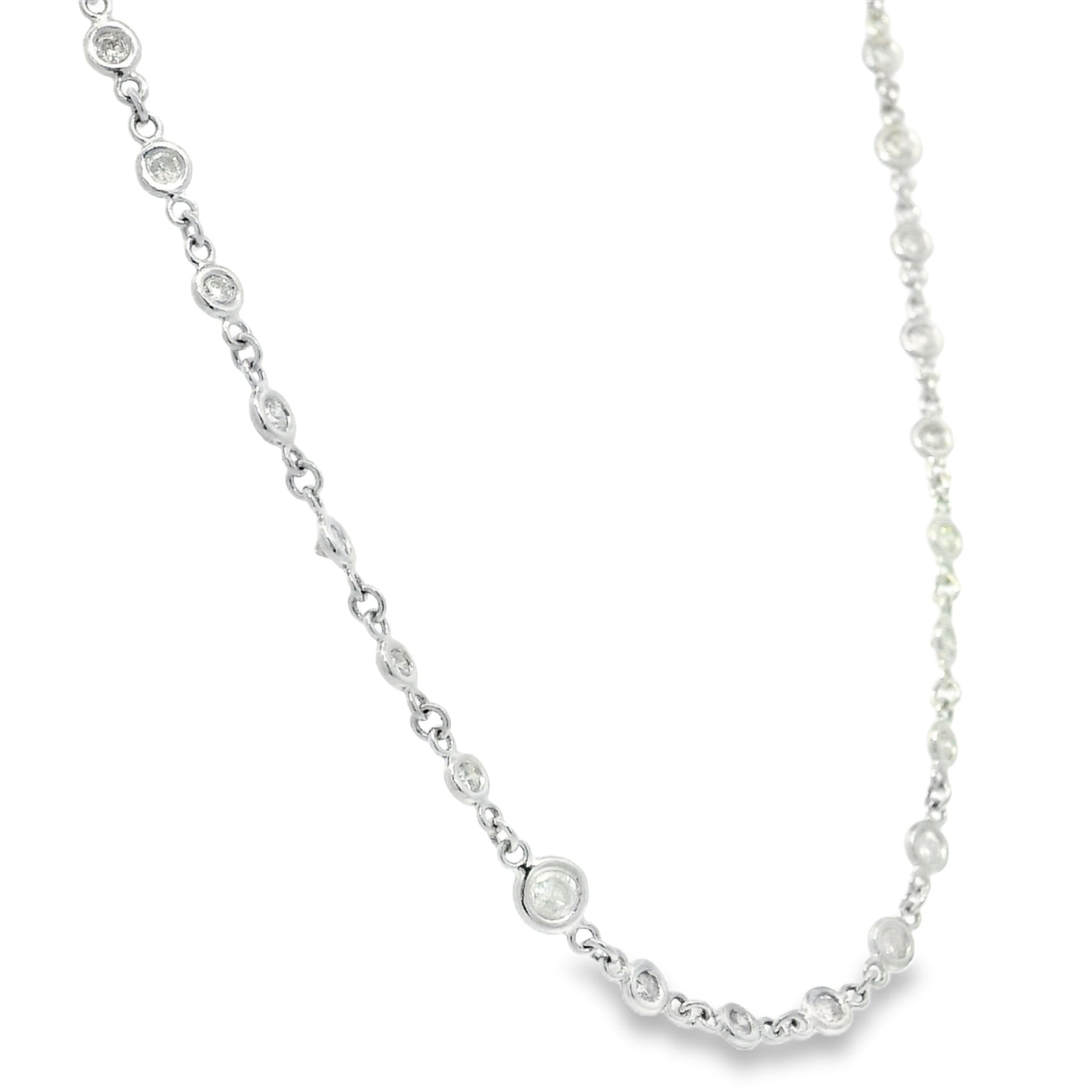 Platinum Natural Round Brilliant Cut Diamonds By The Yard Necklace