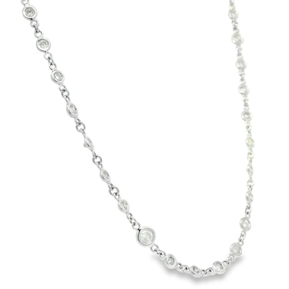 Platinum Natural Round Brilliant Cut Diamonds By The Yard Necklace