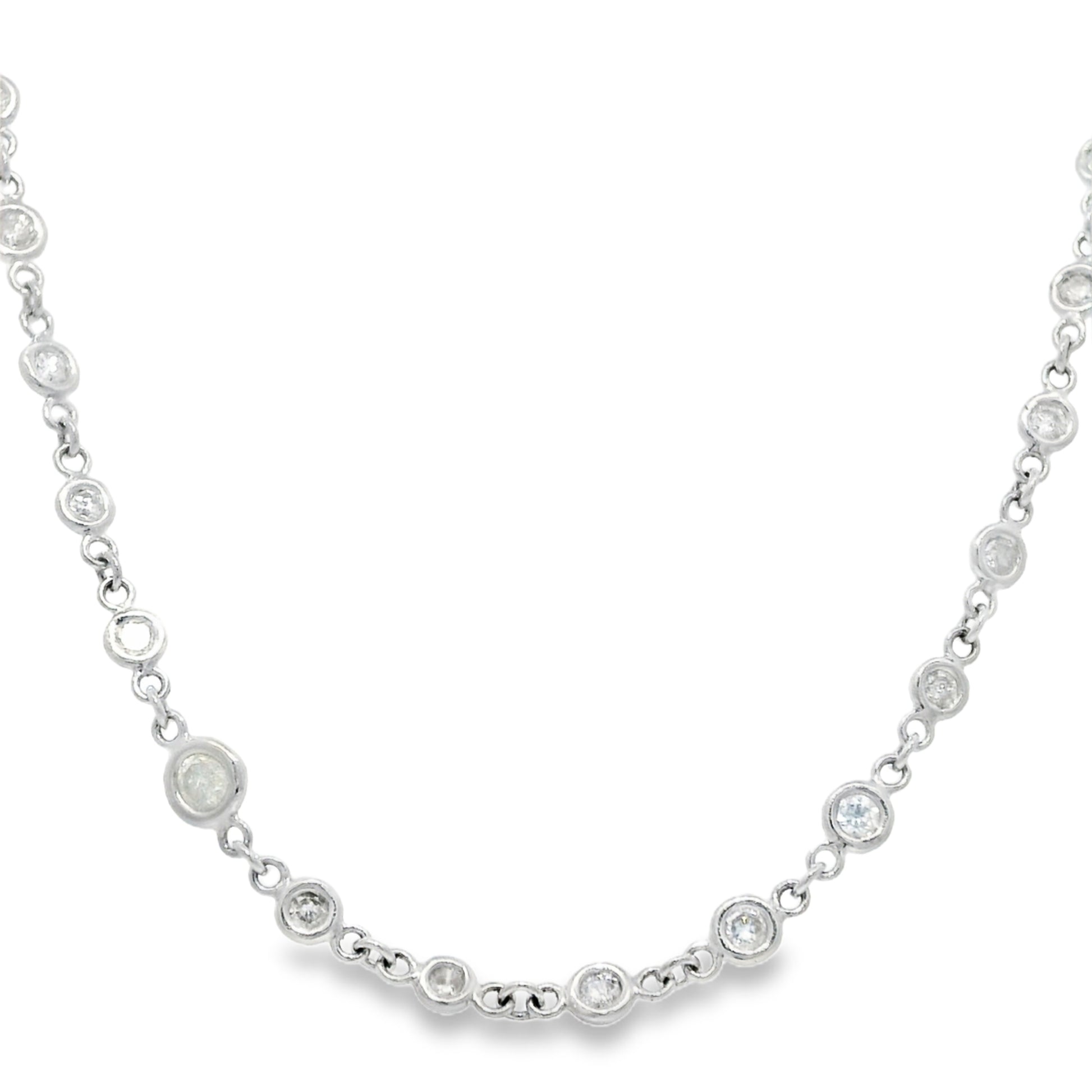 Platinum Natural Round Brilliant Cut Diamonds By The Yard Necklace