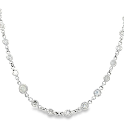 Platinum Natural Round Brilliant Cut Diamonds By The Yard Necklace