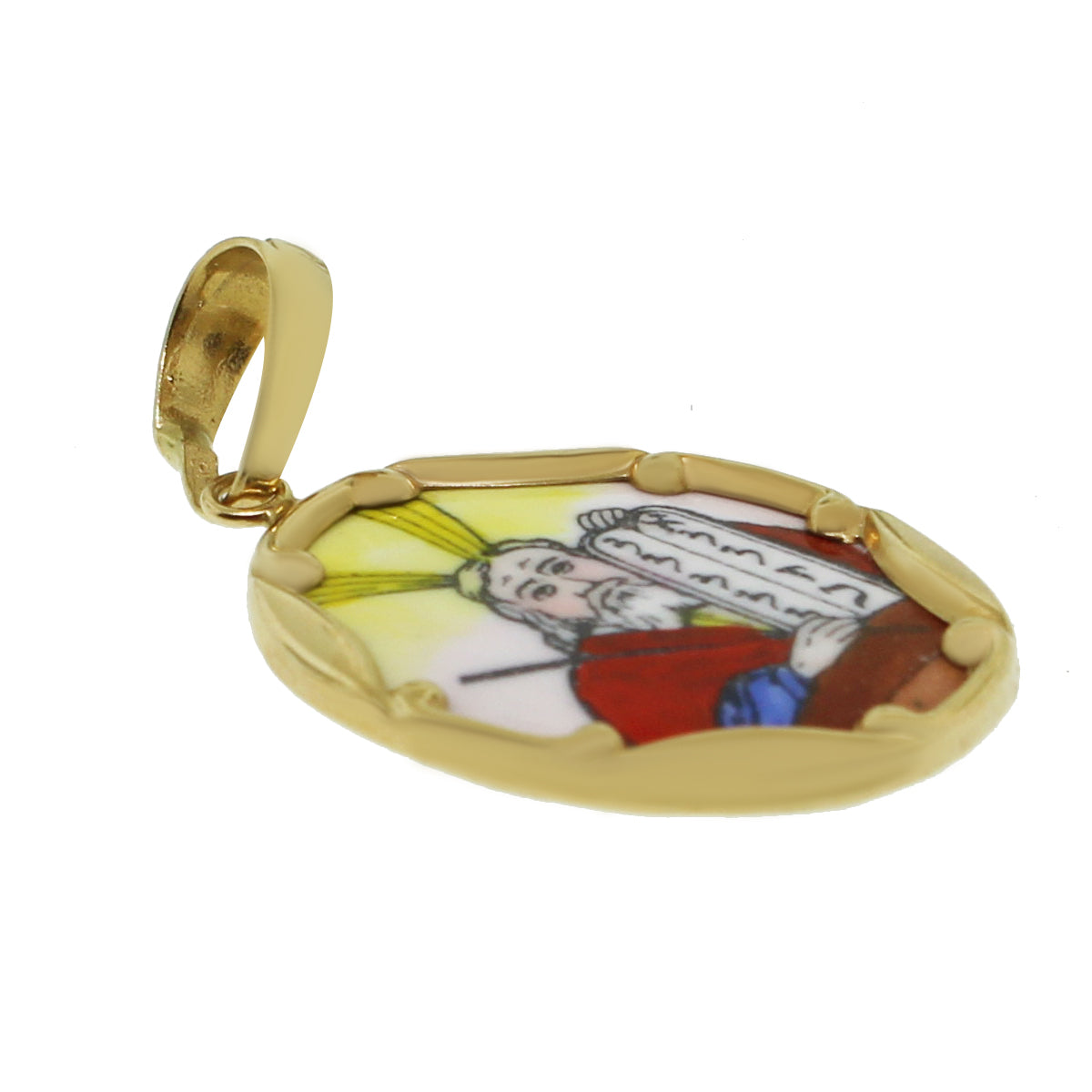 14k Yellow Gold Oval Torah Pendant