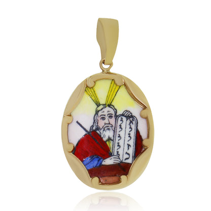 14k Yellow Gold Oval Torah Pendant