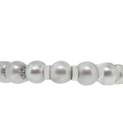 18k White Gold 0.50ctw Diamond and Pearl Bracelet