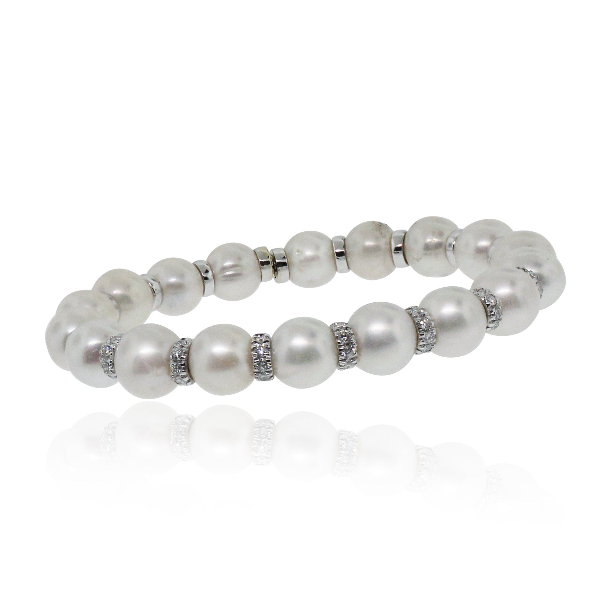 18k White Gold 0.50ctw Diamond and Pearl Bracelet