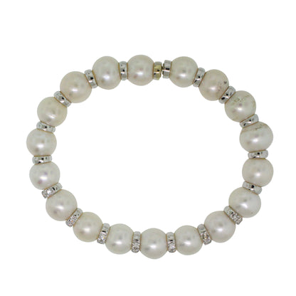 18k White Gold 0.50ctw Diamond and Pearl Bracelet