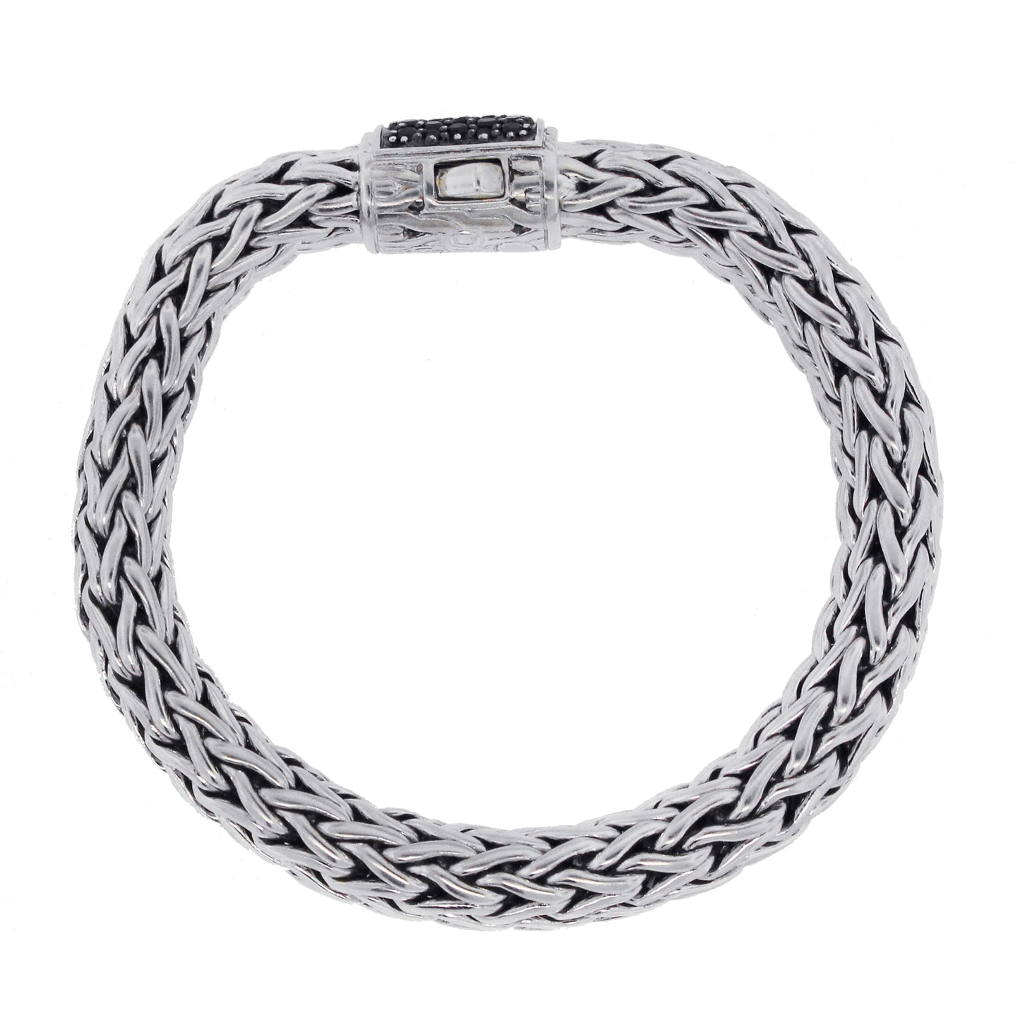 John Hardy Sterling Silver Black Sapphire Woven Bracelet