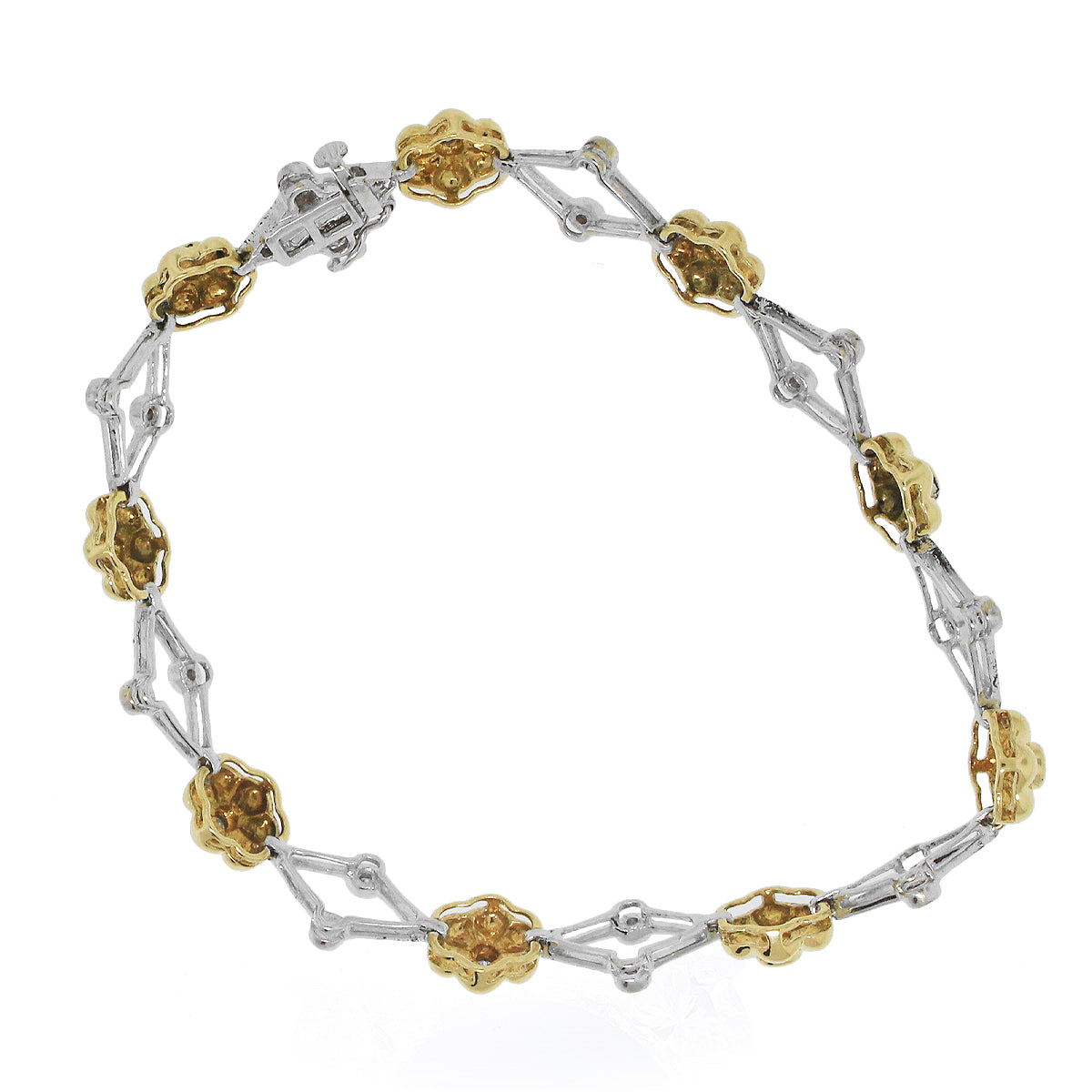 14k Two Tone 0.45ctw Diamond Flower Bracelet