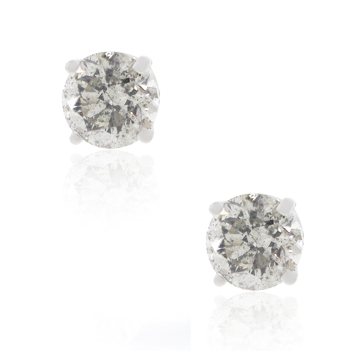 14k White Gold 1.57ctw Diamond Stud Earrings