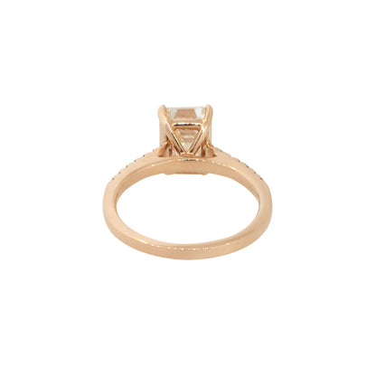 GIA Certified 14k Rose Gold 3.19ctw Emerald Cut Diamond Engagement Ring