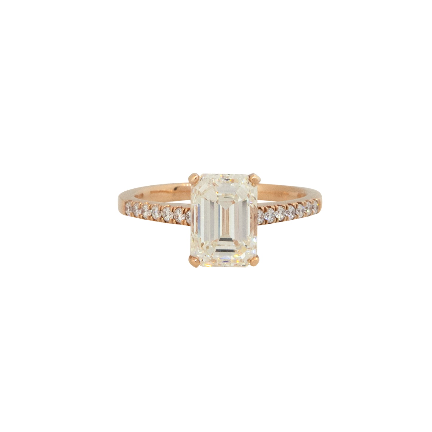 GIA Certified 14k Rose Gold 3.19ctw Emerald Cut Diamond Engagement Ring