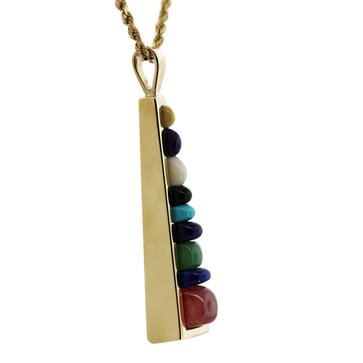 14kt Yellow Gold Mixed Semi Precious Gemstone Pendant