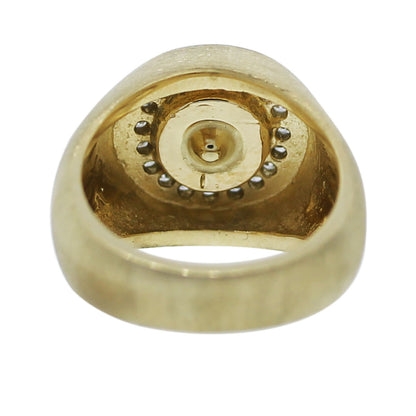 14K Yellow Gold Diamond Circular Mens Ring
