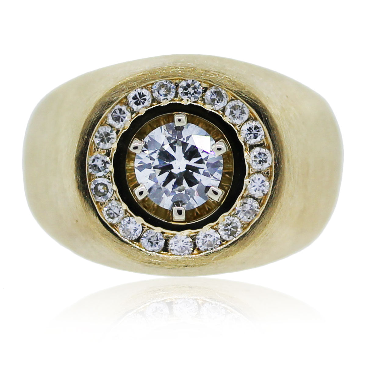 14K Yellow Gold Diamond Circular Mens Ring
