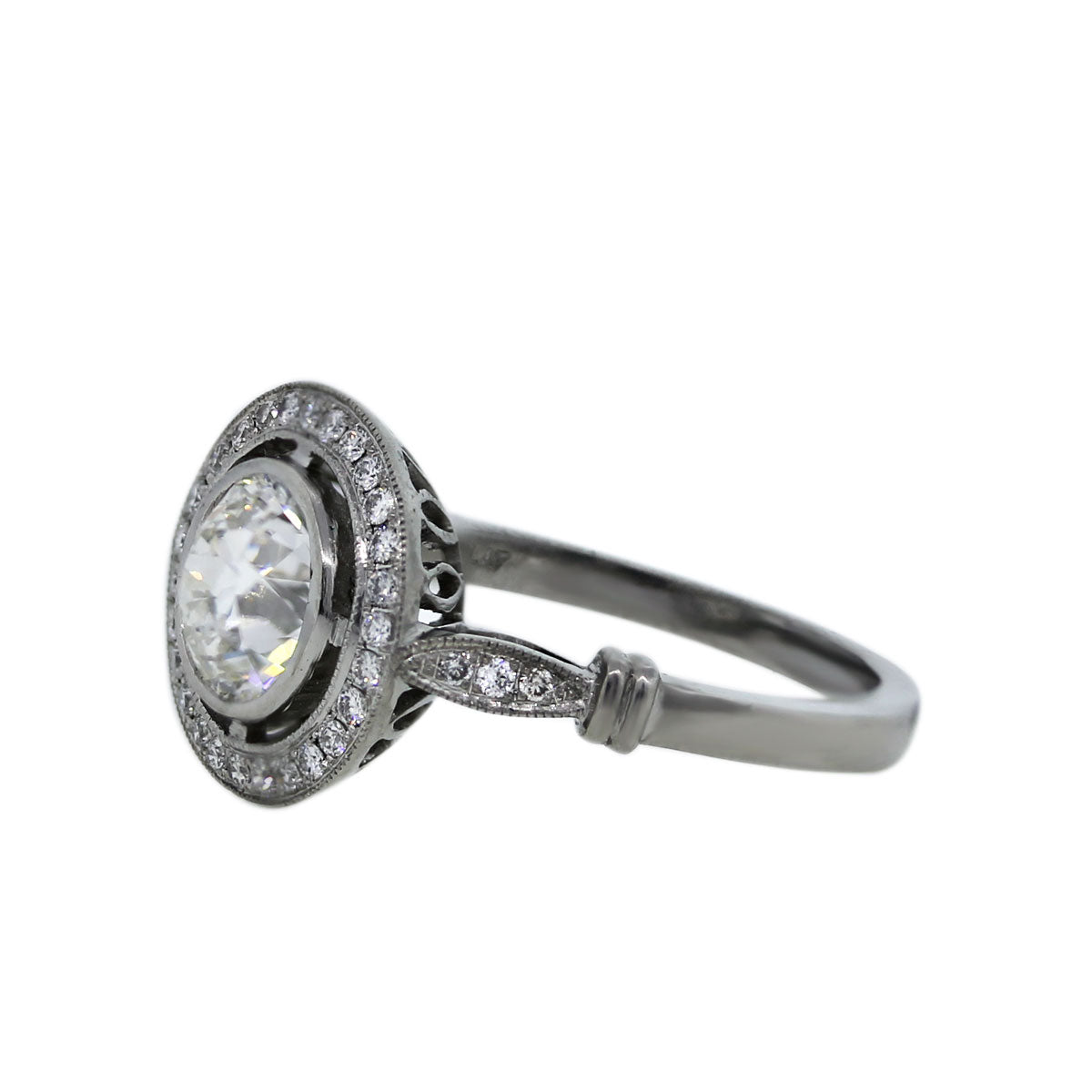 Platinum 1.43ct Old European Cut Diamond Engagement Ring