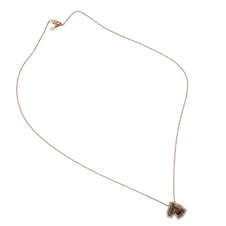GIA Certified 14k Rose Gold 4.06ctw Fancy Deep Brown Horse Diamond Necklace