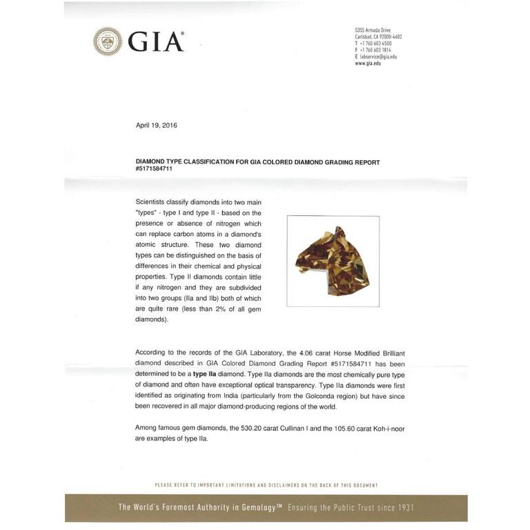 GIA Certified 14k Rose Gold 4.06ctw Fancy Deep Brown Horse Diamond Necklace