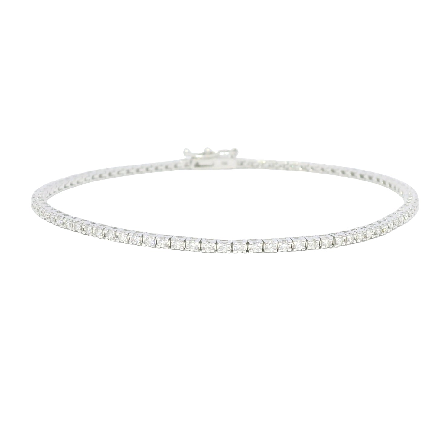 18k White Gold Natural 1.13 Carat Round Brilliant Diamond Tennis Bracelet