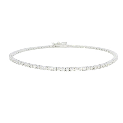18k White Gold Natural 1.13 Carat Round Brilliant Diamond Tennis Bracelet