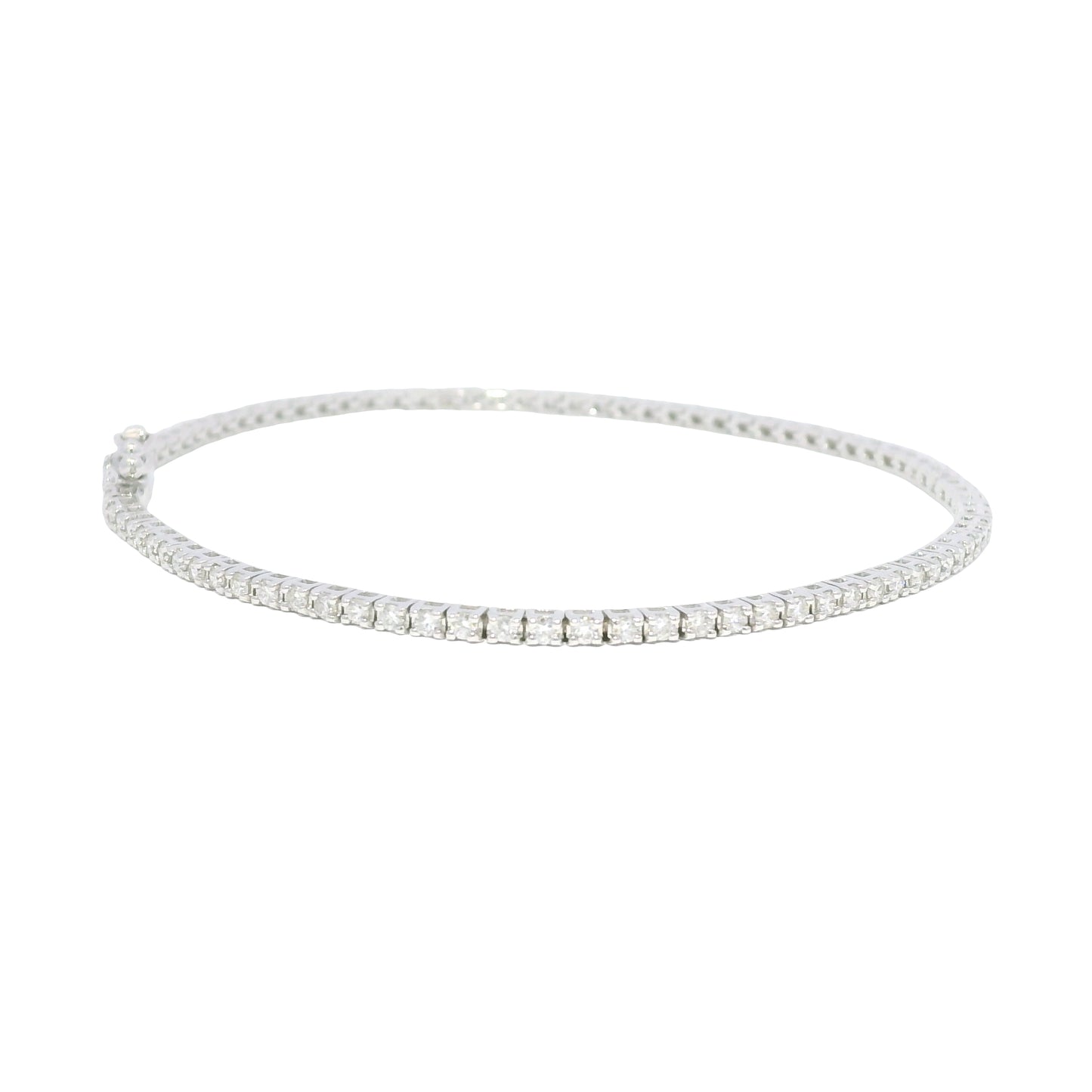 18k White Gold Natural 1.13 Carat Round Brilliant Diamond Tennis Bracelet